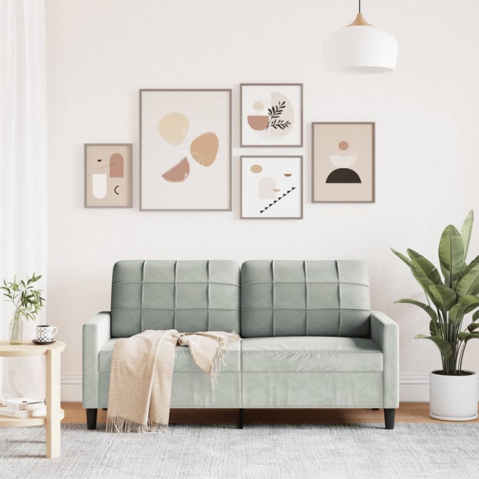 Sofá de 2 plazas de terciopelo gris claro 140