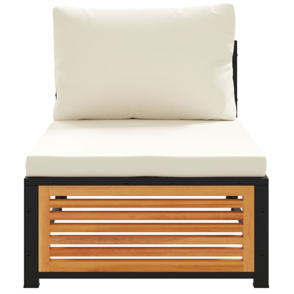 Sofá jardín sin reposabrazos con cojines madera maciza