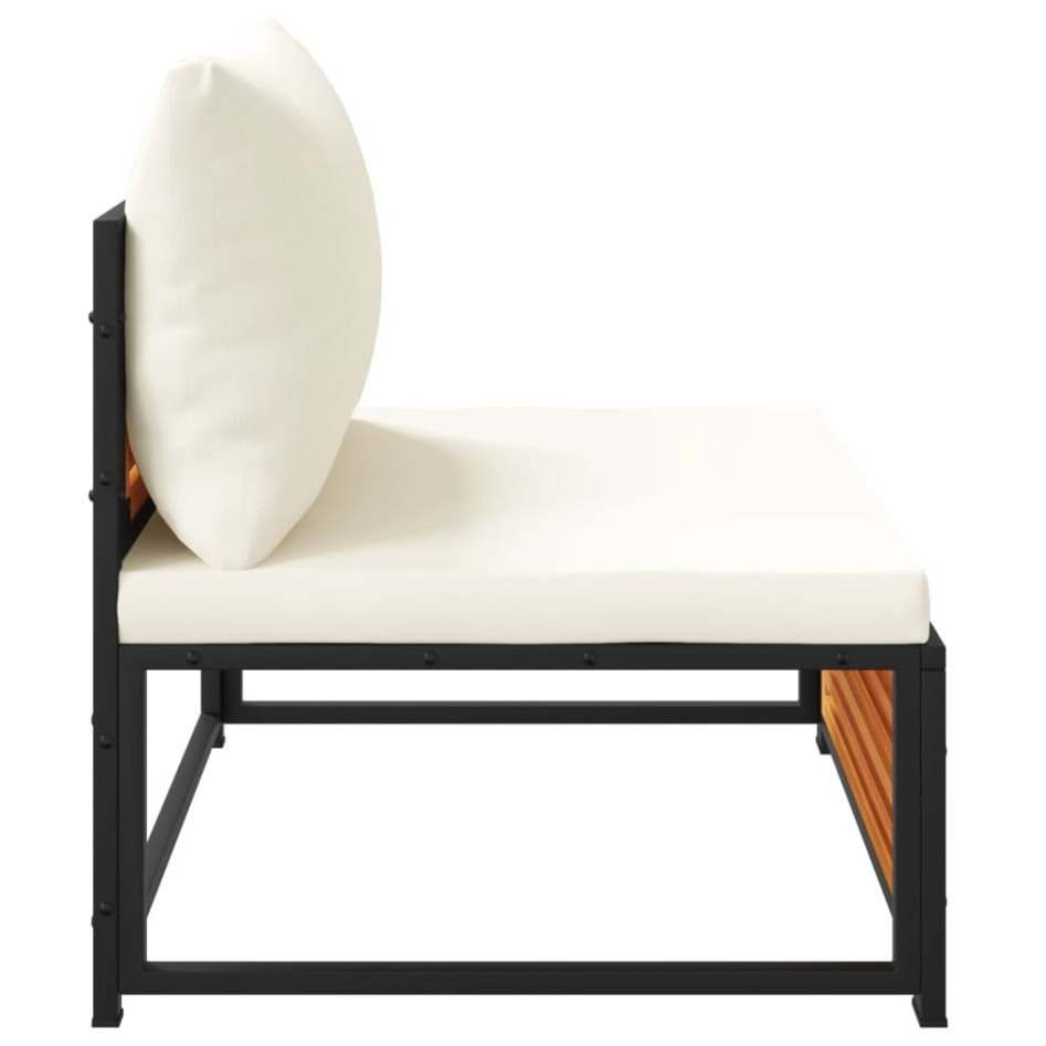 Sofá jardín sin reposabrazos con cojines madera maciza