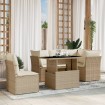 Juego de sofás jardín con cojines 6 pzas ratán sintético beige