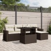 Set sofás de jardín 6 piezas y cojines ratán sintético marrón