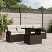 Set comedor de jardín 5 piezas y cojines ratán sintético marrón