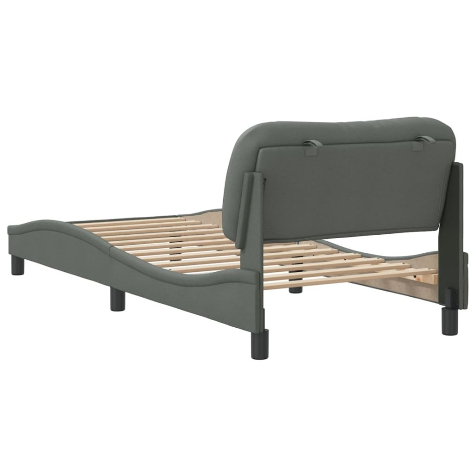 Estructura de cama con cabecero de tela gris oscuro 80x200