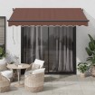 Toldo retráctil manual con luz LED marrón 300x250 cm