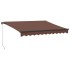 Toldo retráctil manual con luz LED marrón 300x250