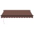 Toldo retráctil manual con luz LED marrón 300x250