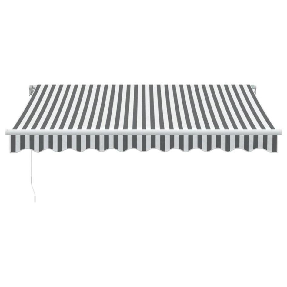 Toldo retráctil manual gris antracita y blanco 300x250