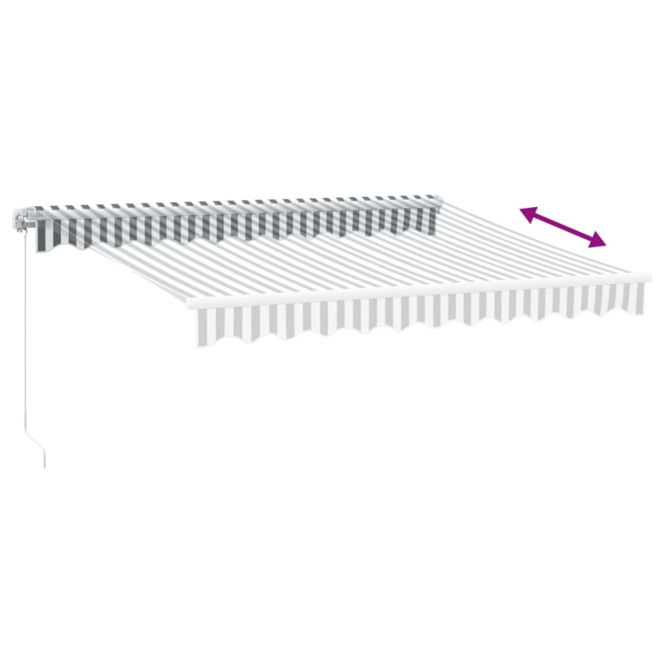 Toldo retráctil manual gris antracita y blanco 300x250