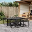 Juego de comedor de jardín 7 piezas ratán sintético negro