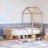 Sofá cama con techo madera maciza de pino 90x190