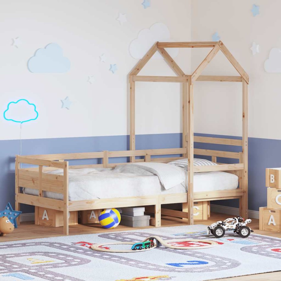 Sofá cama con techo madera maciza de pino 90x190