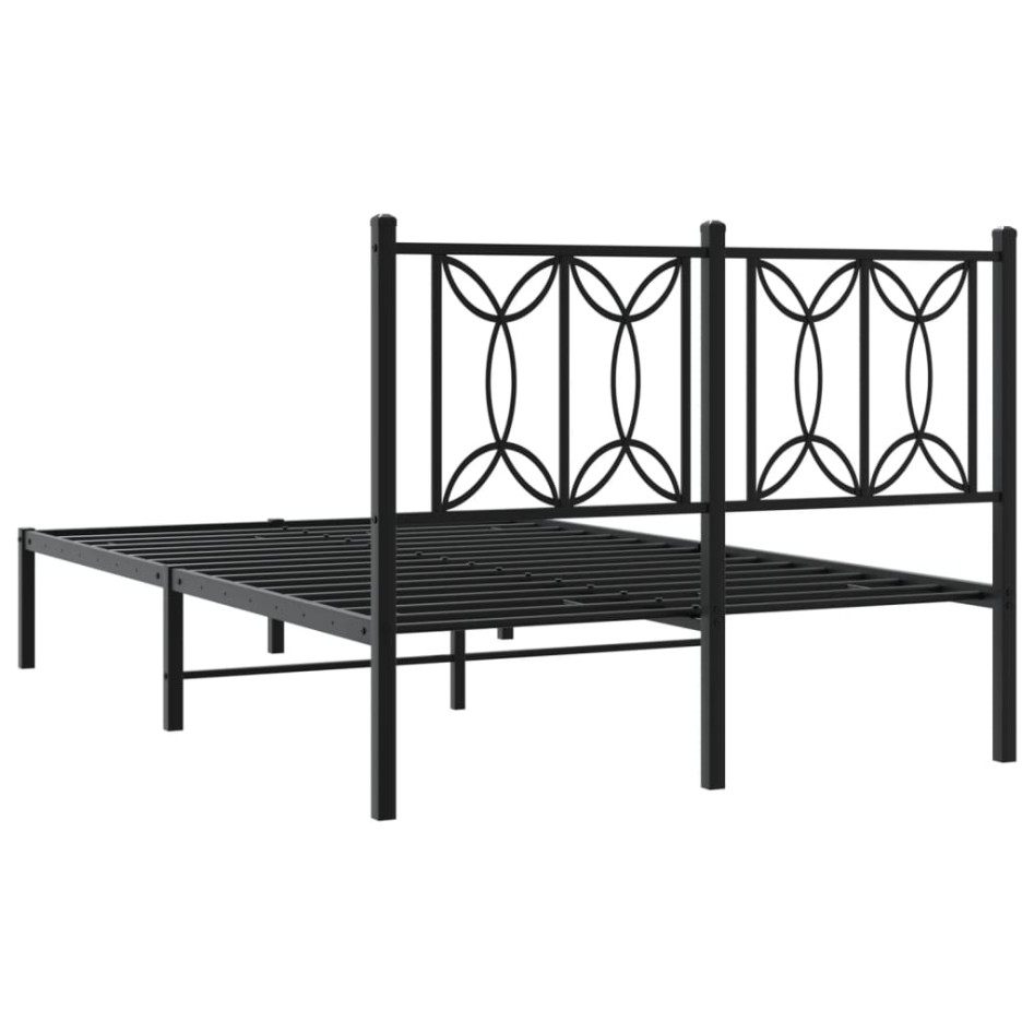 Estructura cama sin colchón con cabecero metal negro 120x190