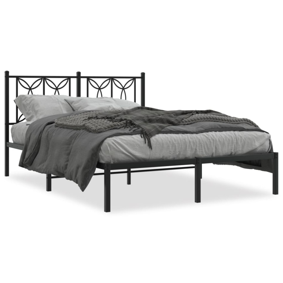 Estructura cama sin colchón con cabecero metal negro 135x190