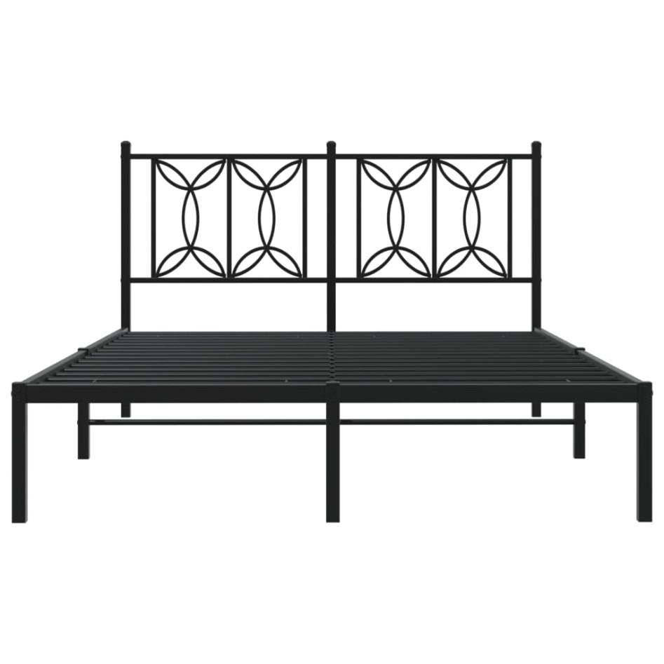 Estructura cama sin colchón con cabecero metal negro 135x190
