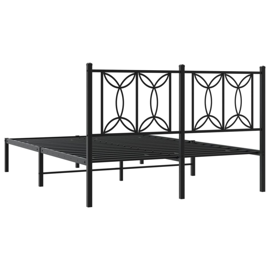 Estructura cama sin colchón con cabecero metal negro 135x190