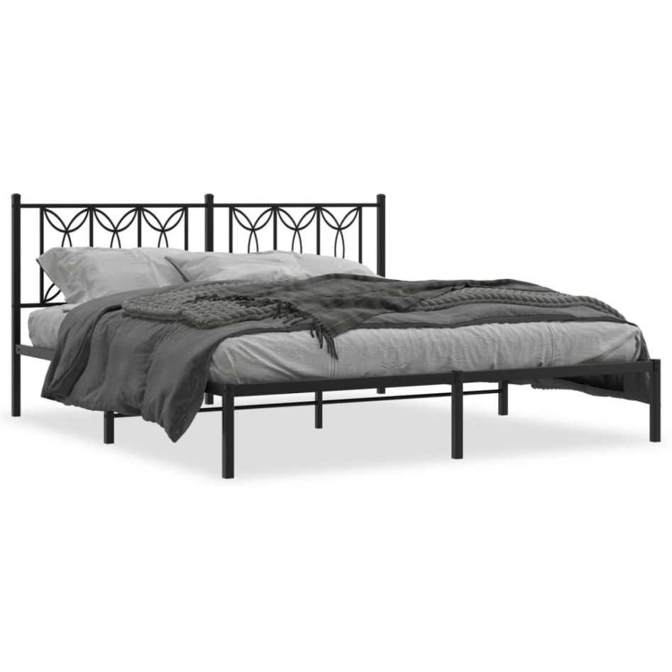 Estructura cama sin colchón con cabecero metal negro 183x213