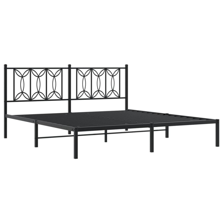 Estructura cama sin colchón con cabecero metal negro 183x213
