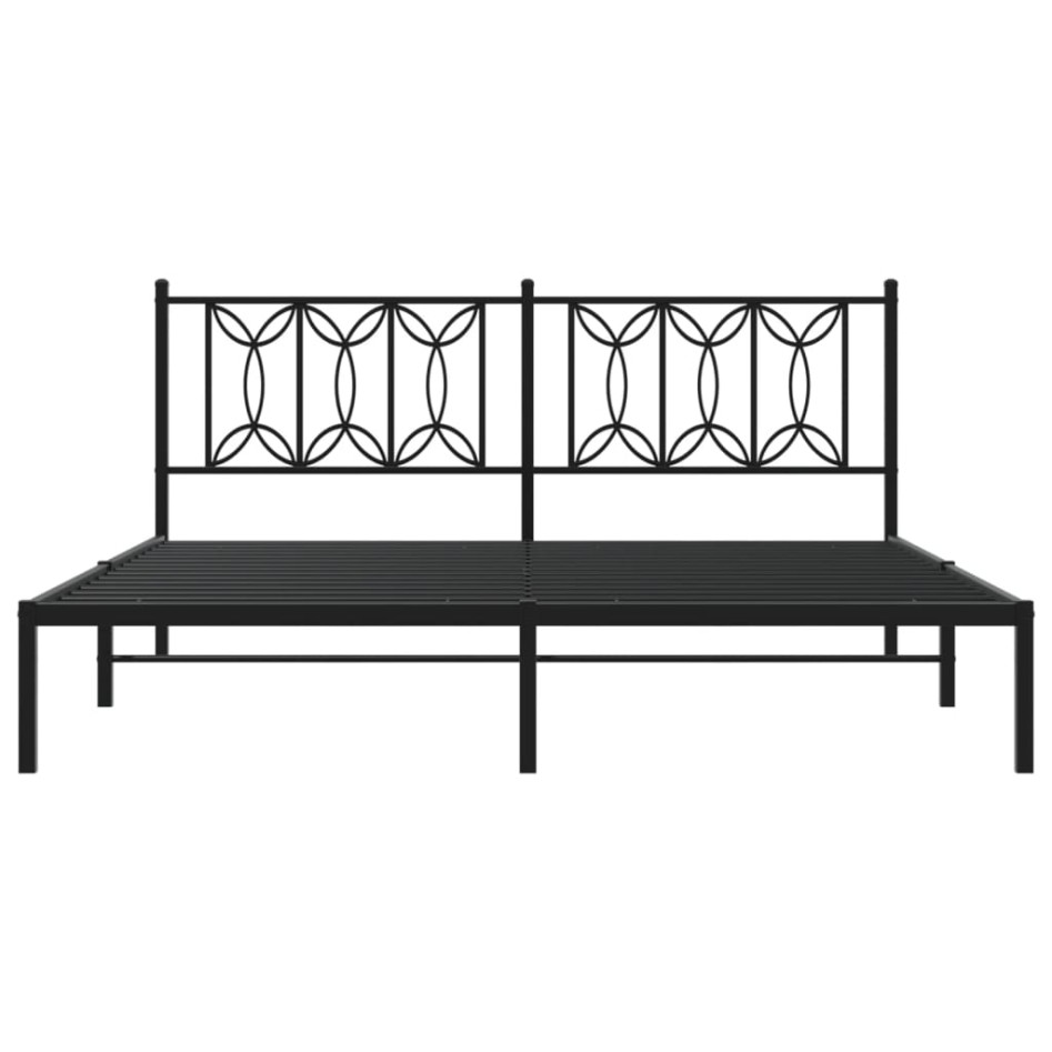 Estructura cama sin colchón con cabecero metal negro 183x213