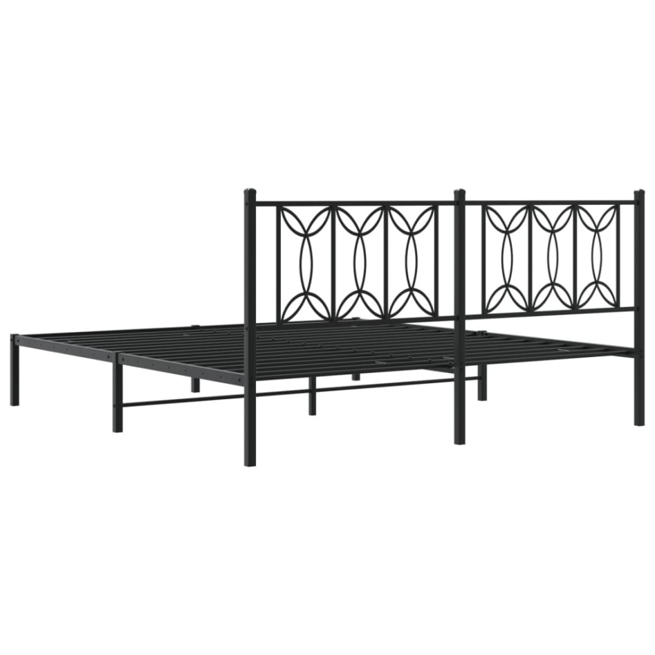 Estructura cama sin colchón con cabecero metal negro 183x213