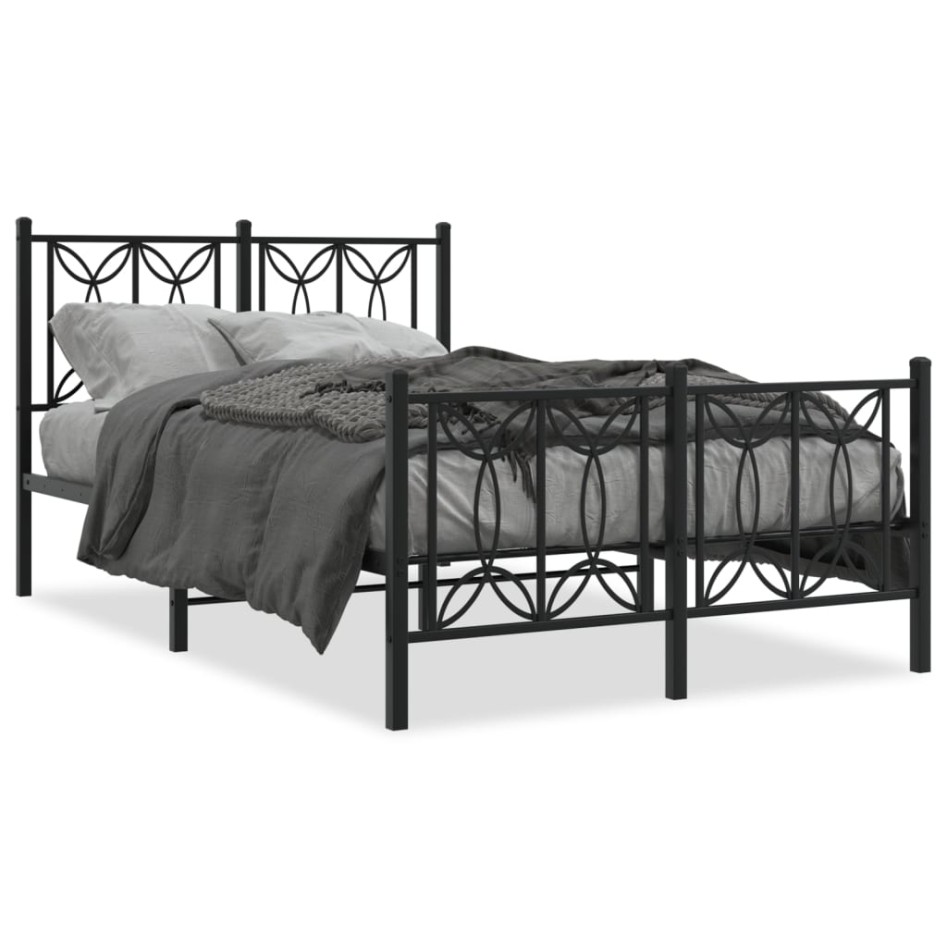 Estructura cama sin colchón con estribo metal negro 120x200