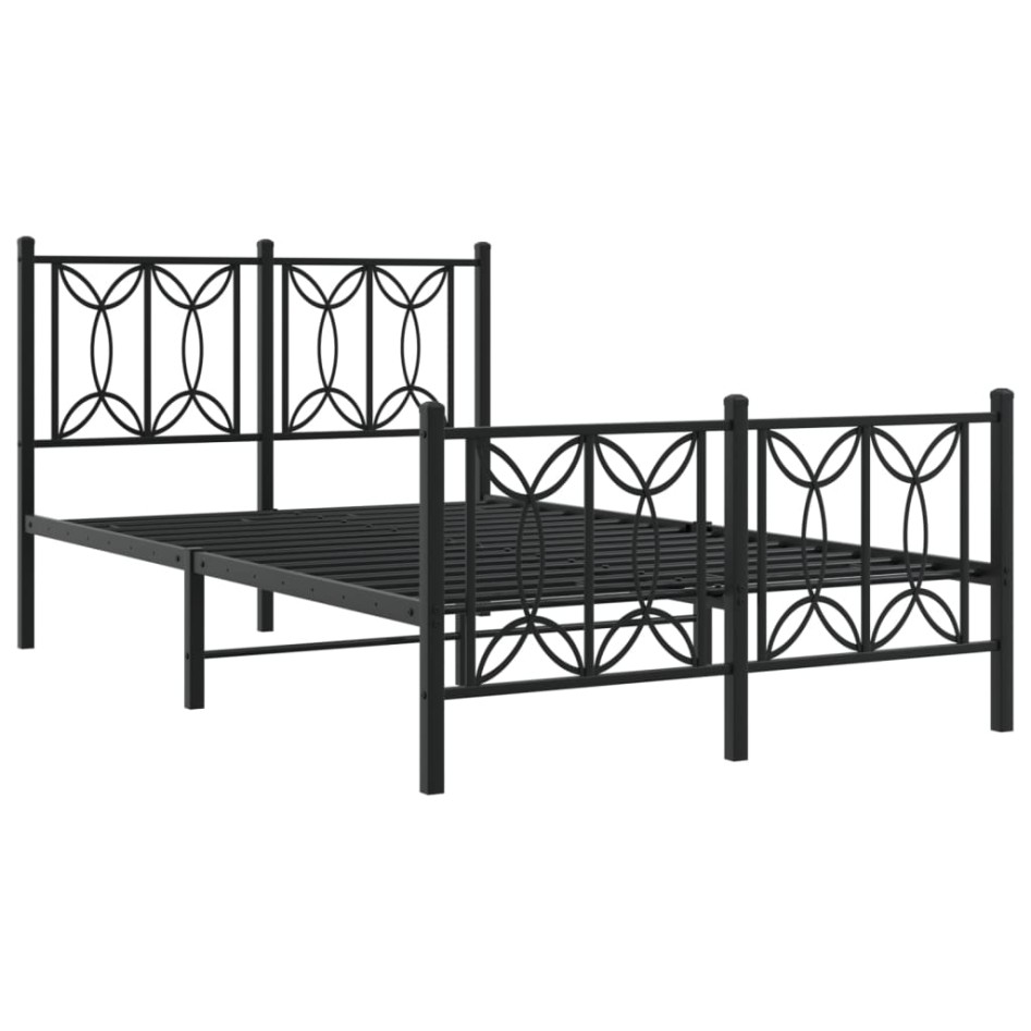 Estructura cama sin colchón con estribo metal negro 120x200