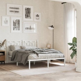 Estructura cama sin colchón con cabecero metal blanco