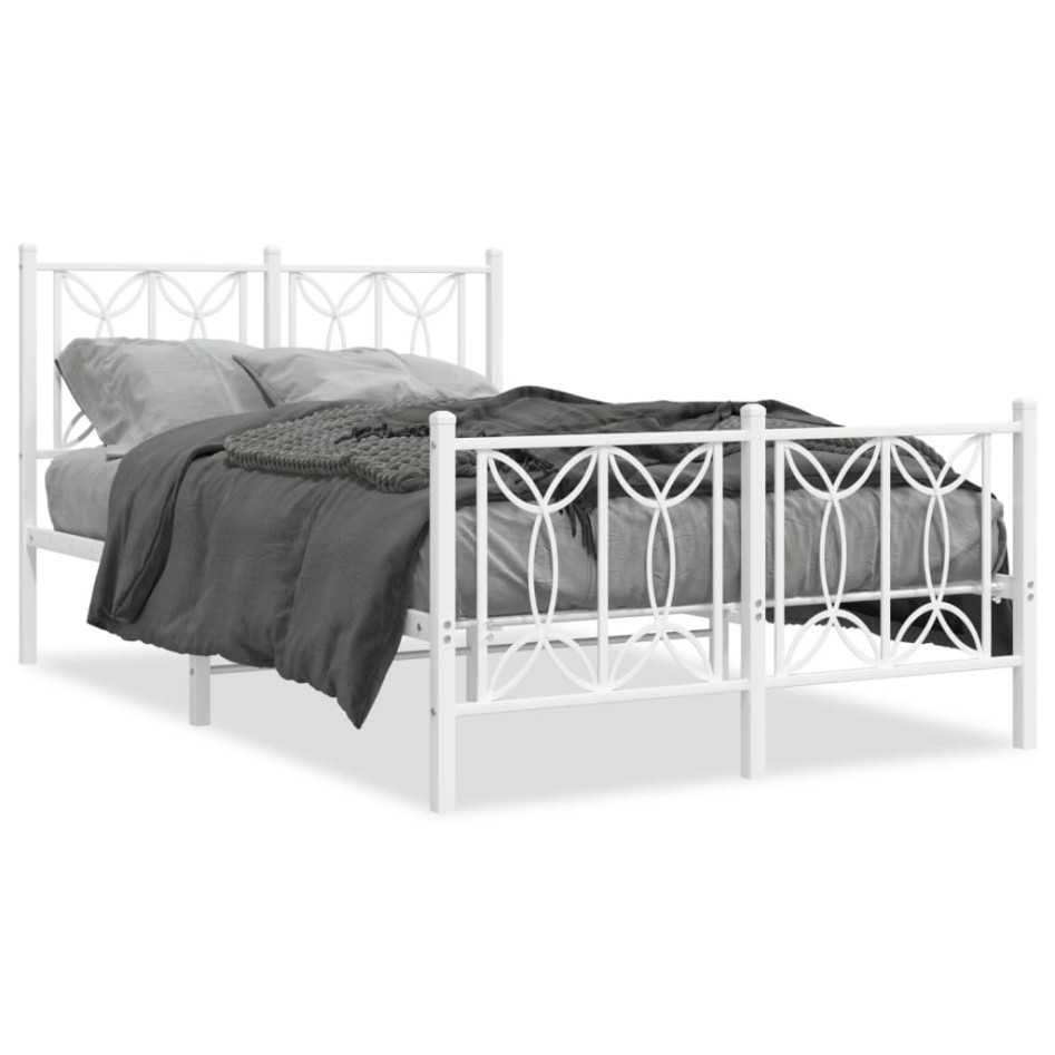 Estructura cama sin colchón con estribo metal blanco 120x190