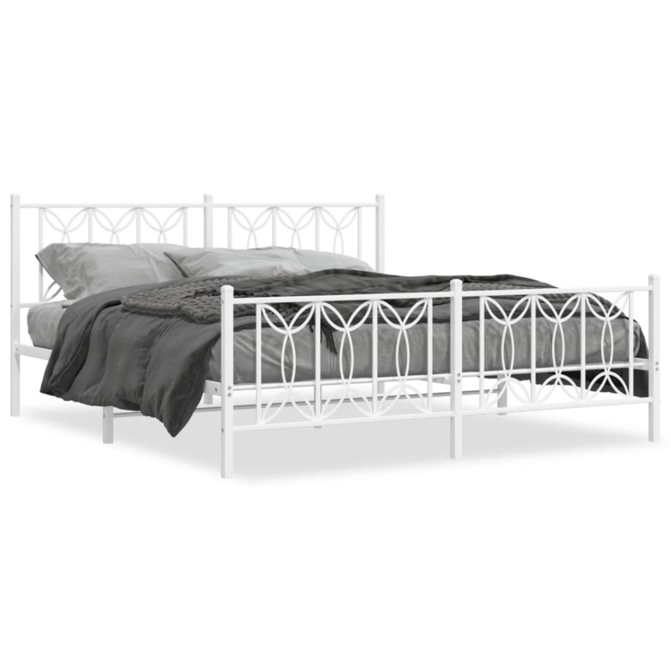 Estructura cama sin colchón con estribo metal blanco 183x213