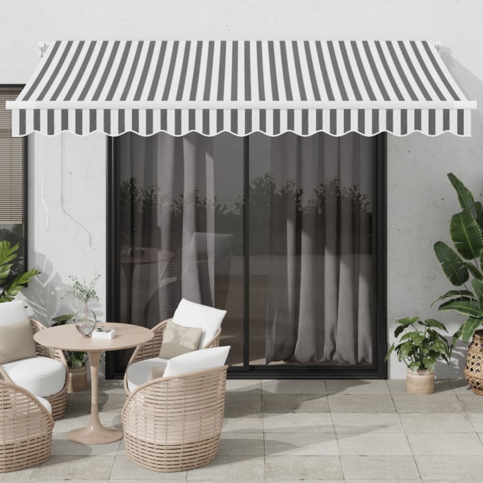 Toldo retráctil automático luz LED antracita blanco 350x250