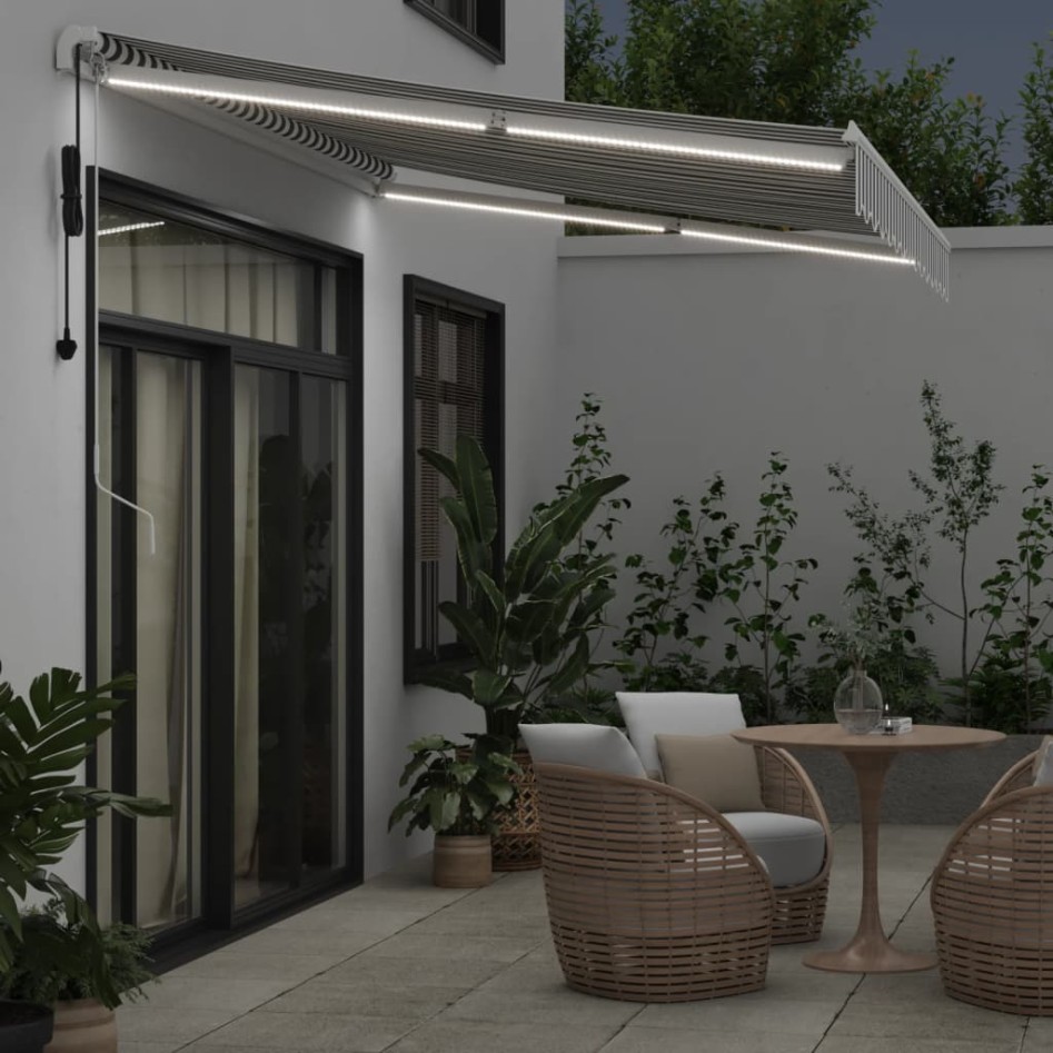 Toldo retráctil automático luz LED antracita blanco 350x250