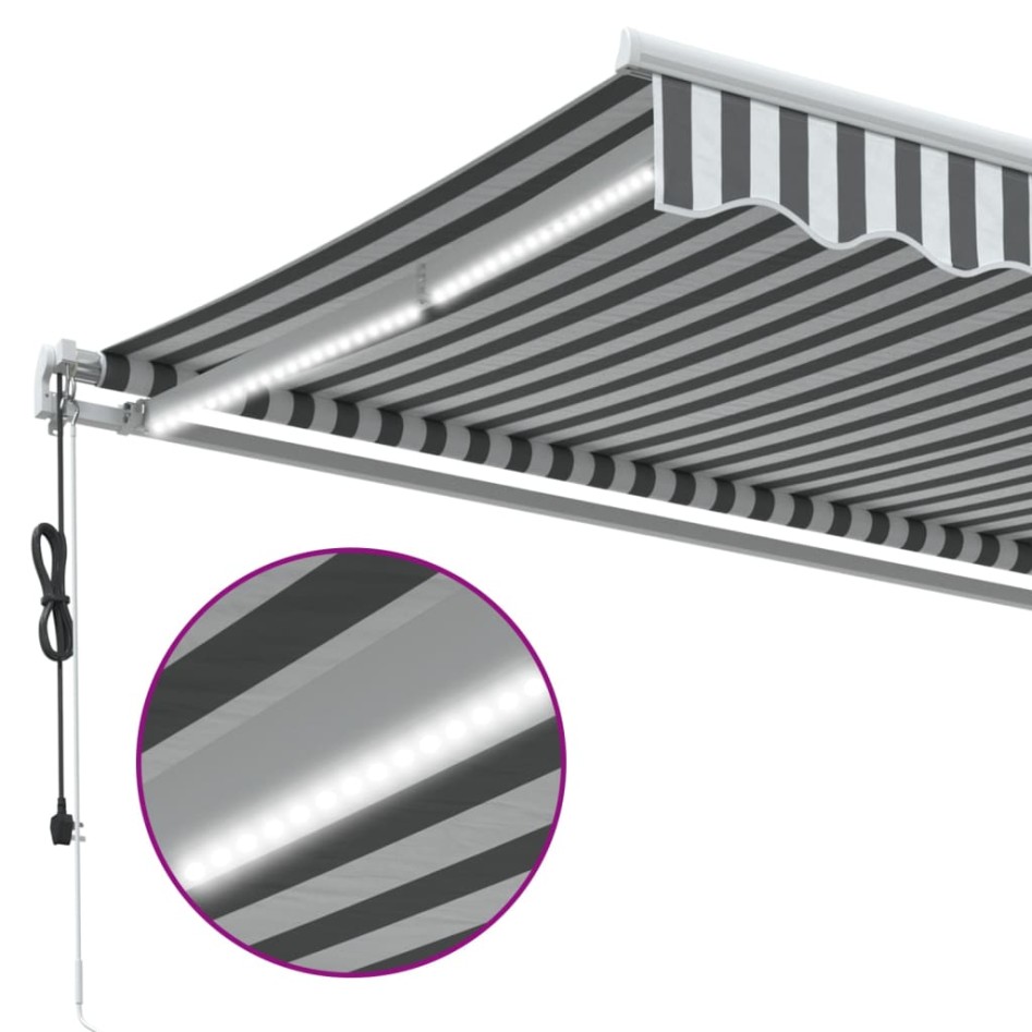Toldo retráctil automático luz LED antracita blanco 350x250