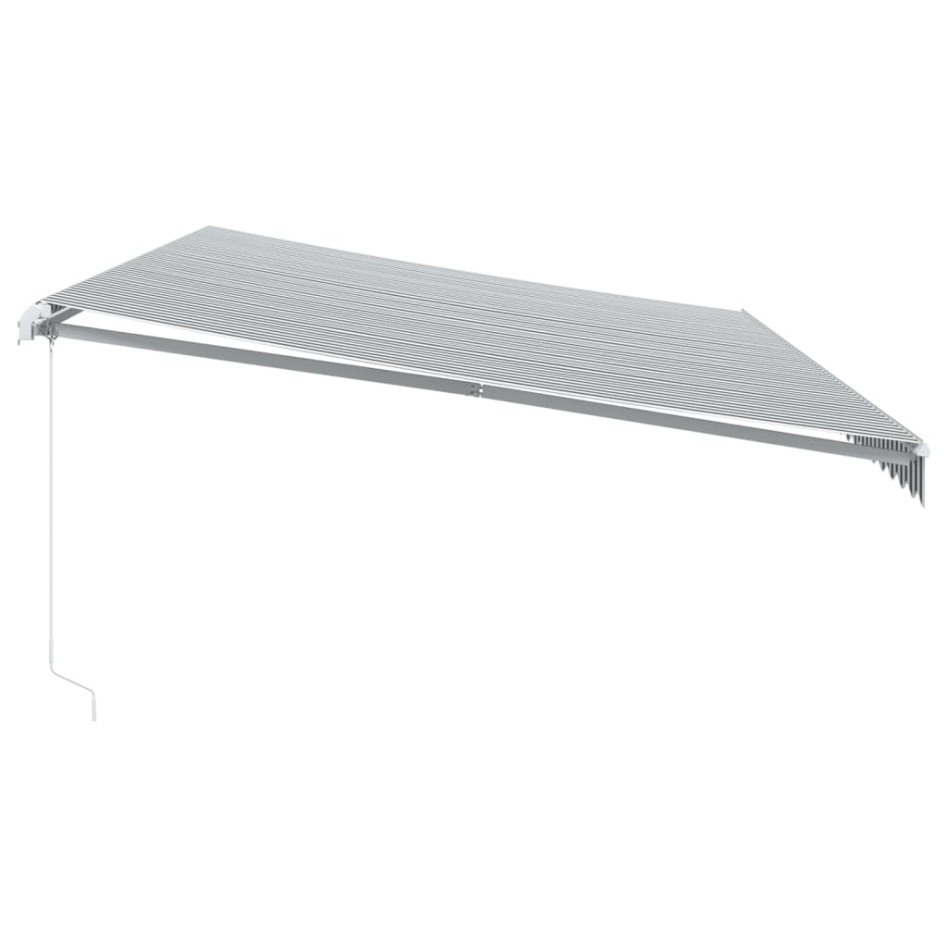 Toldo retráctil manual luz LED antracita y blanco 600x350