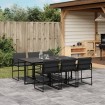 Juego de comedor de jardín 7 pzas con cojines textileno negro