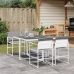 Juego de comedor de jardín 5 pzas con cojines textilene blanco