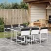 Juego de comedor de jardín 7 pzas con cojines textilene blanco