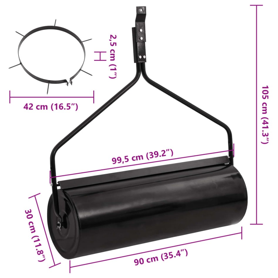 Rodillo de césped con abrazaderas aireadoras hierro negro 63