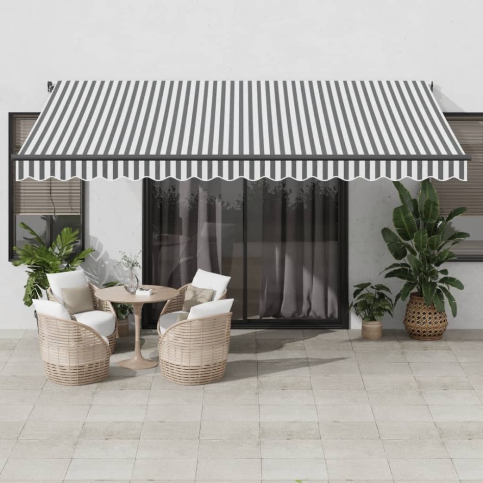 Toldo retráctil automático luz LED antracita blanco 450x300