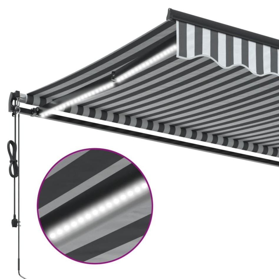 Toldo retráctil automático luz LED antracita blanco 450x300