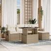 Juego de sofás jardín con cojines 6 pzas ratán sintético beige