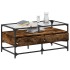 Mesa de centro tapa de vidrio acero roble ahumado