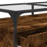 Mesa de centro tapa de vidrio acero roble ahumado