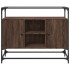 Aparador cristal y madera ingeniería marrón roble 98x35x81