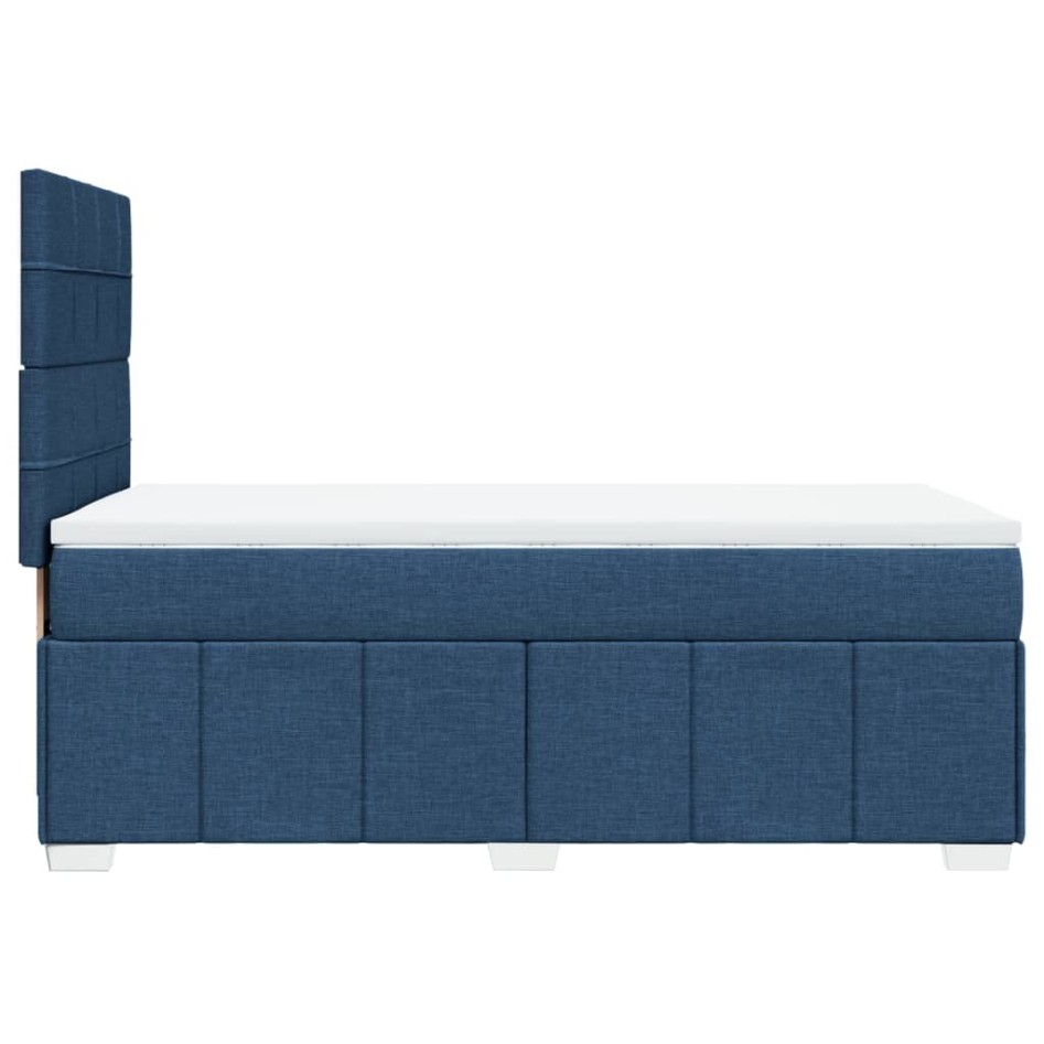 Cama box spring con colchón tela azul 90x200