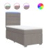 Cama box spring con colchón tela gris taupe 90x200