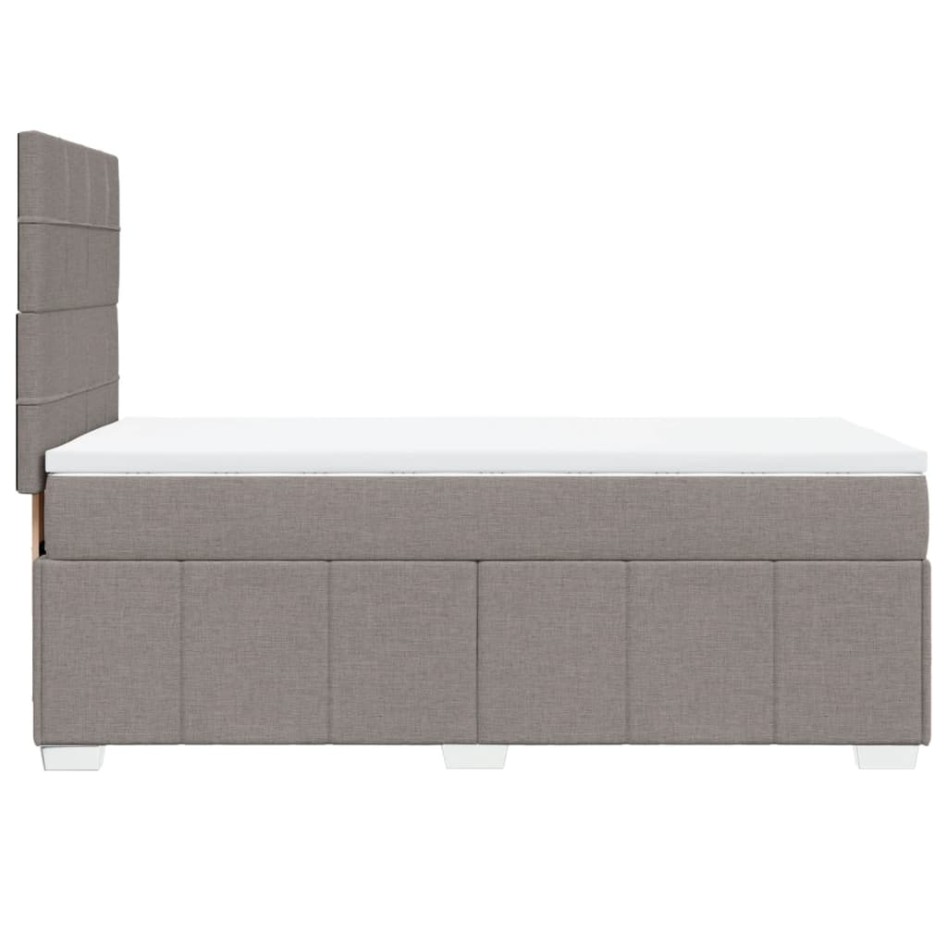 Cama box spring con colchón tela gris taupe 90x200