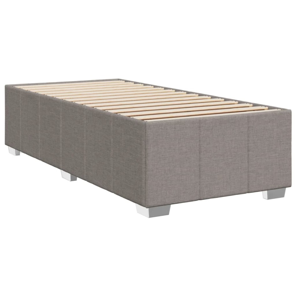 Cama box spring con colchón tela gris taupe 90x200