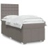 Cama box spring con colchón tela gris taupe 90x200