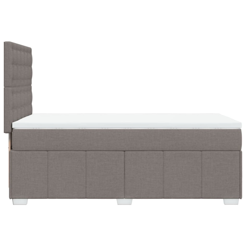 Cama box spring con colchón tela gris taupe 90x200