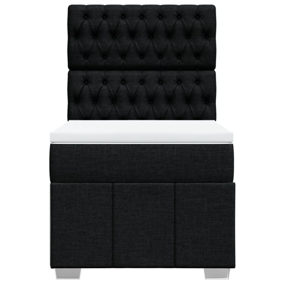Cama box spring con colchón tela negro 90x200