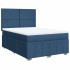 Cama box spring con colchón tela azul 140x200